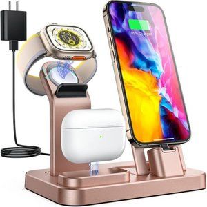 3 in 1 Charging Station for Apple Devices, Self Adjusting Charging Dock iWatch